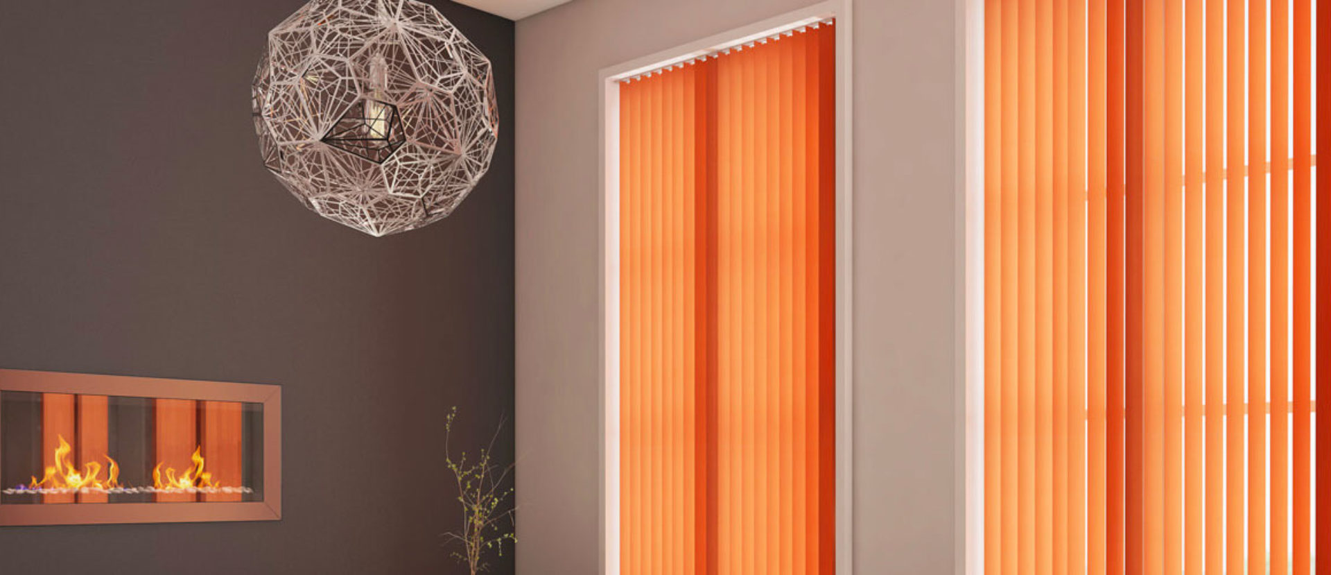 Cortinas de bandas verticales en living